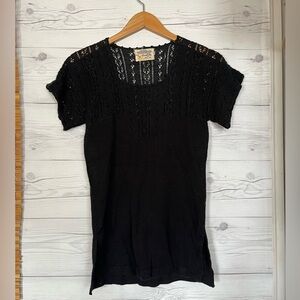 Vtg Sweater Bee by Banff Sweater Top Whimsigoth Goth Crochet Black Medium